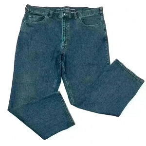 DULUTH TRADING Flex Weekender Jeans 40 x 30 Dark  Zip Fly Relaxed Fit Denim Dad